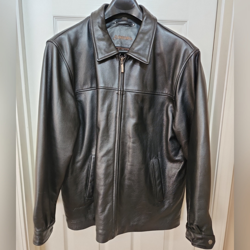 St. Johns Bay black leather bomber jacket